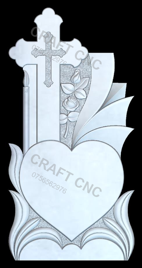 Cruce cu lumânare și inimă — model STL CNC