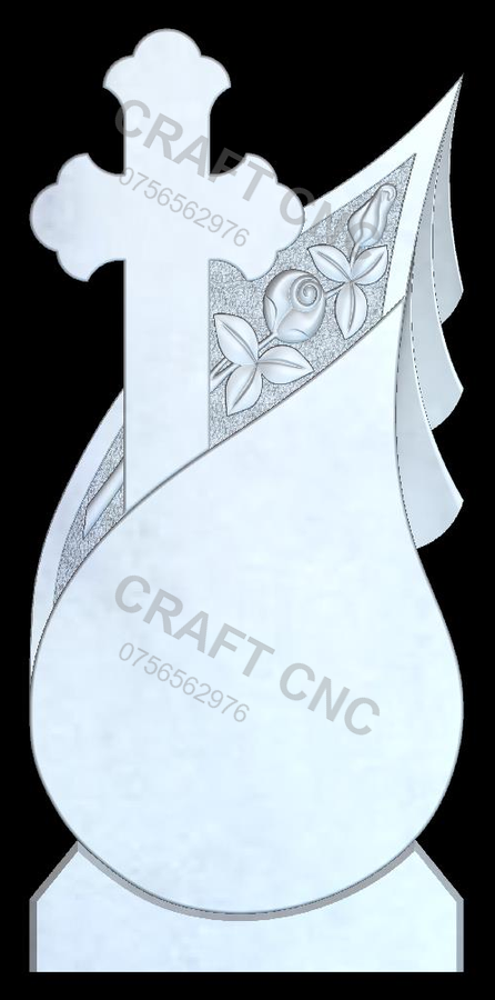 Cruce semitrifoi cu lacrimă și trandafir — model STL CNC