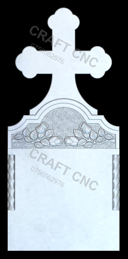 Cruce cu coloane și trandafiri — model STL CNC