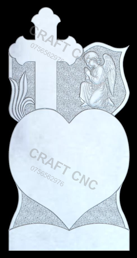 Cruce cu inimă și înger — model STL CNC