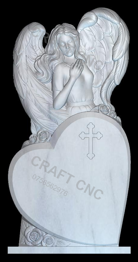 Monument înger și inimă — model 3D CNC