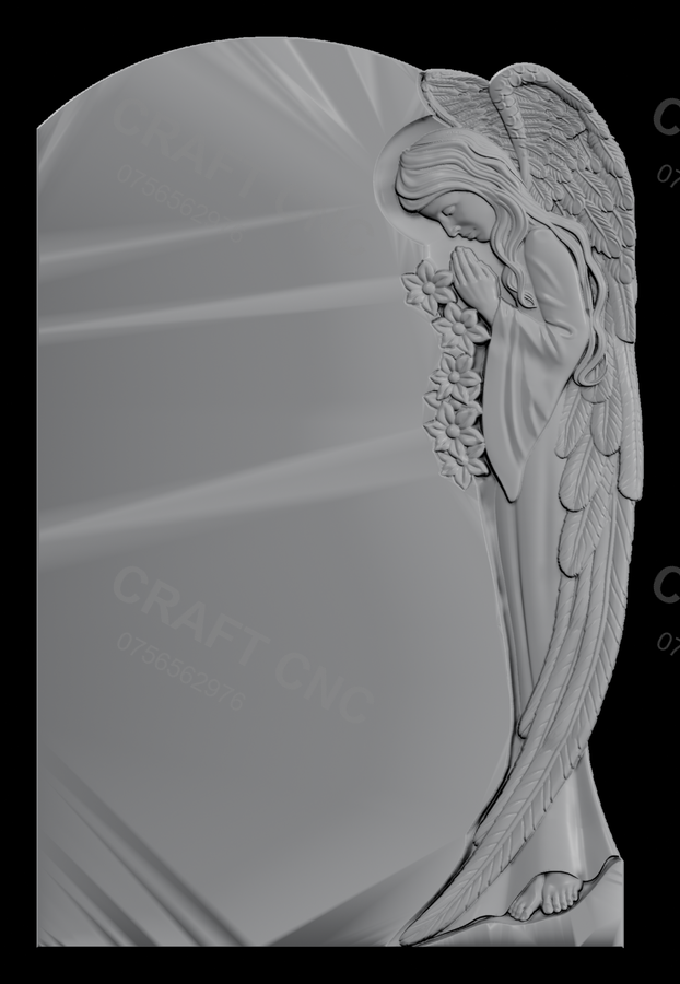 Monument cu înger și flori — model 3D CNC