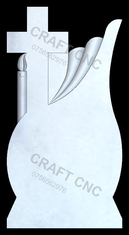 Cruce lacrimă cu lumânare și raze — model STL CNC