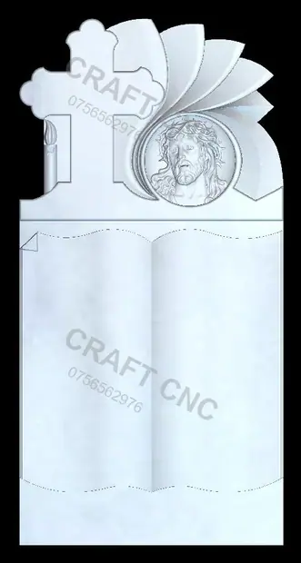 Cruce cu carte și medalion cu Iisus — model CNC