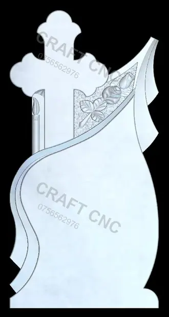 Cruce lacrimă cu lumânare și trandafir — model CNC