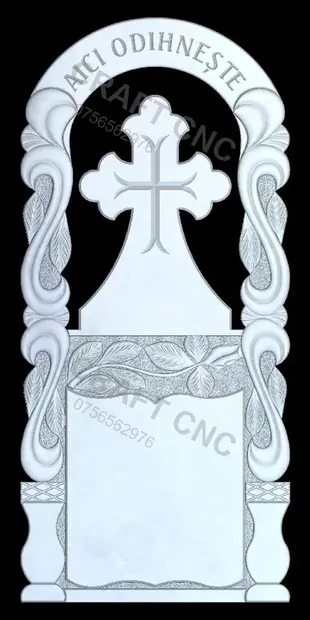 Cruce cu arcadă și carte — model CNC