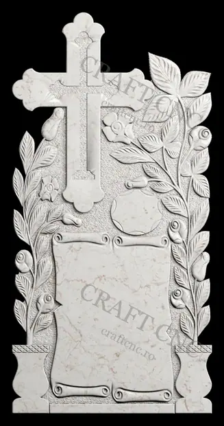 Cruce cu flori și papirus — model CNC
