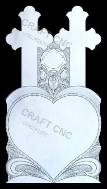 Cruce dublă cu inimă — model CNC