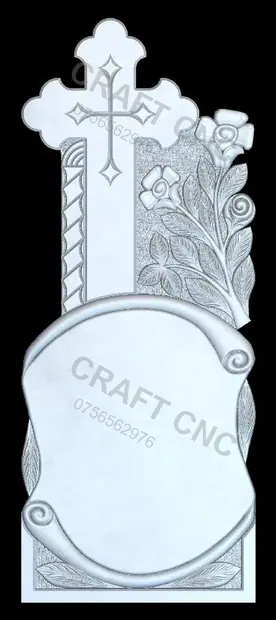 Cruce cu papirus și flori — model CNC