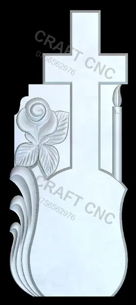 Cruce dreapta cu trandafir — model CNC