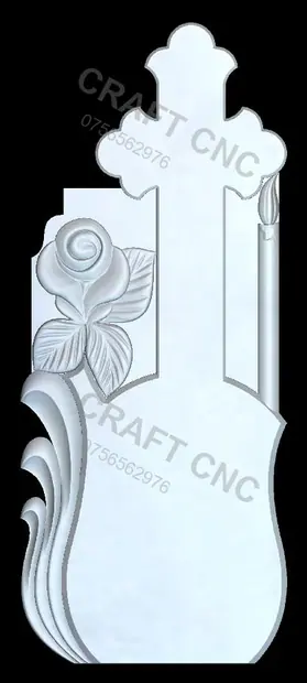 Cruce trifoi cu trandafir — model CNC