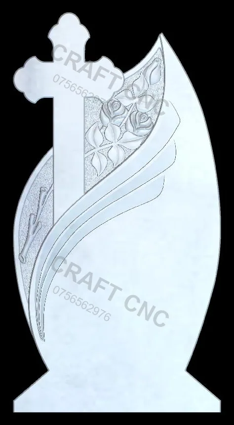 Cruce lacrimă cu trandafiri — model CNC 3D pentru marmură și granit