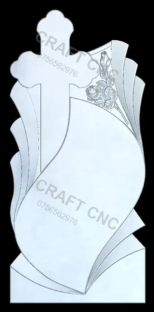 Cruce cu raze și trandafir — model CNC