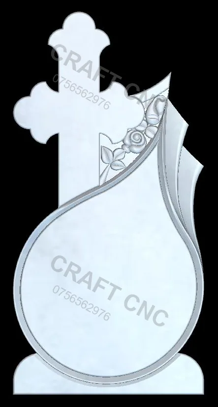 Monument lacrimă cu trandafir — model CNC pentru marmură și granit