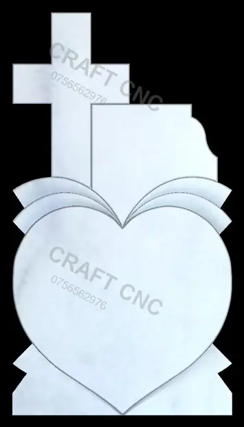 Cruce cu inimă și raze — model CNC