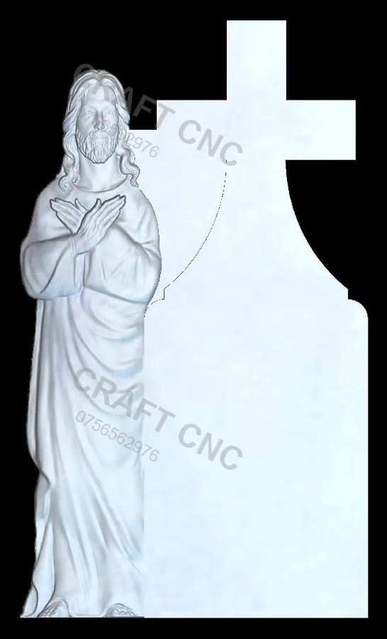 Isus și cruce — model CNC pentru marmură și granit
