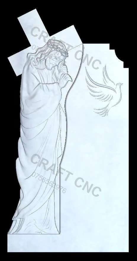 Jesus and cross — model CNC 3D pentru marmură și granit