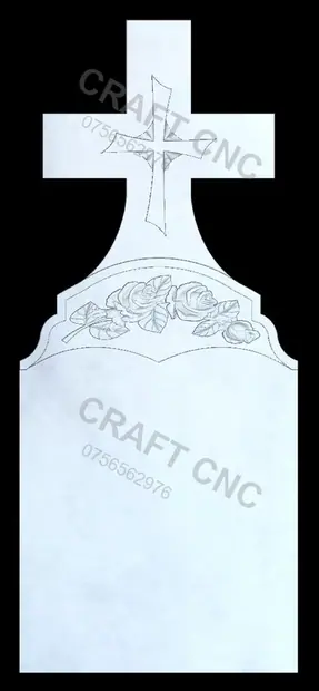 Cruce dreapta cu trandafir — model CNC