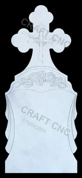 Cruce cu raze și trandafir cu capete trifoi — model CNC