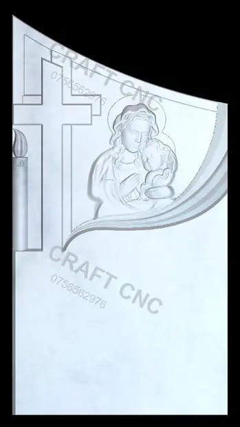Cruce dublă cu maica Domnului și Iisus — model CNC