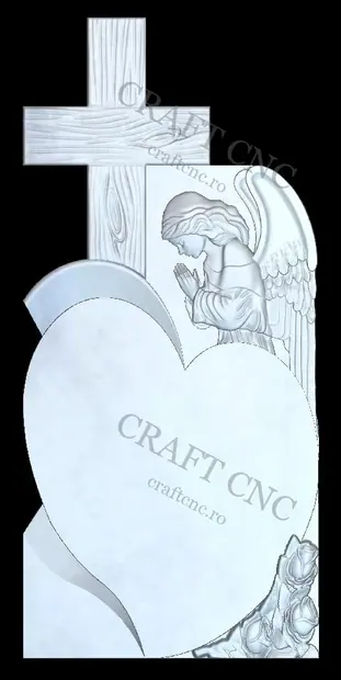 Cruce cu inimă și îngeraș — model CNC