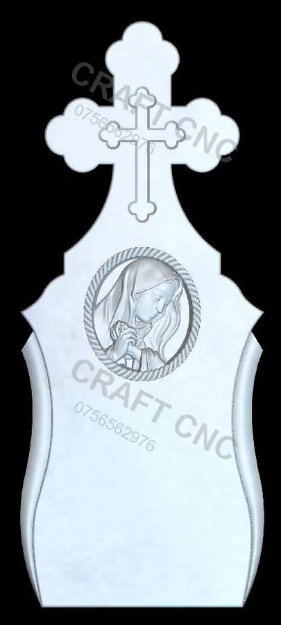 Cruce cu medalion cu MDL — model CNC 3D pentru marmură și granit