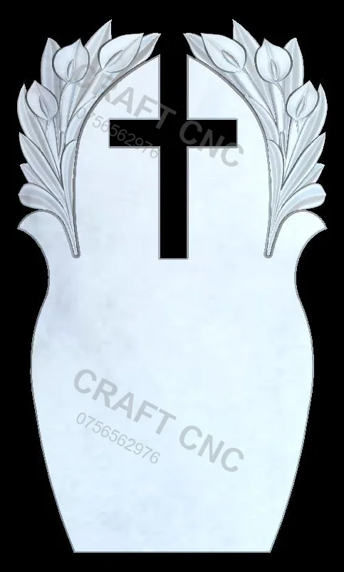 Cruce și crini — model CNC 3D pentru marmură și granit