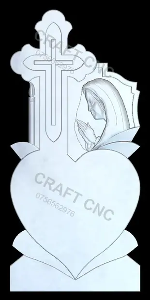 Cruce cu inimă și maica — model CNC