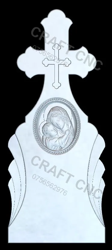 Cruce cu raze și medalion — model CNC 3D pentru marmură și granit