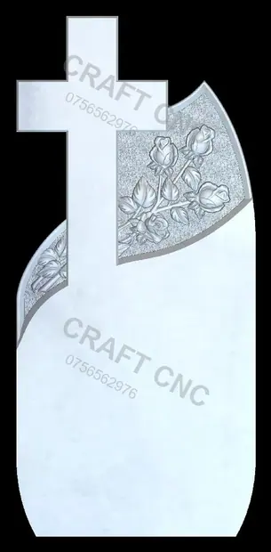 Cruce dreapta cu raze și trandafir — model CNC
