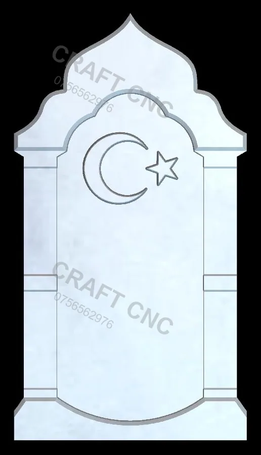 Monument cu stea și lună — model CNC 3D pentru marmură și granit