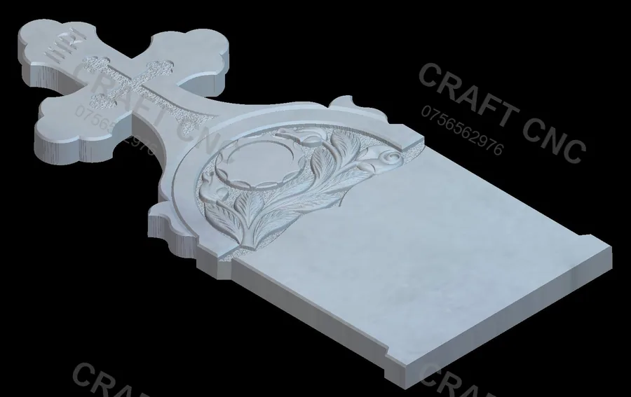 Semitrifoi cu trandafir și carte — model CNC 3D pentru marmură și granit