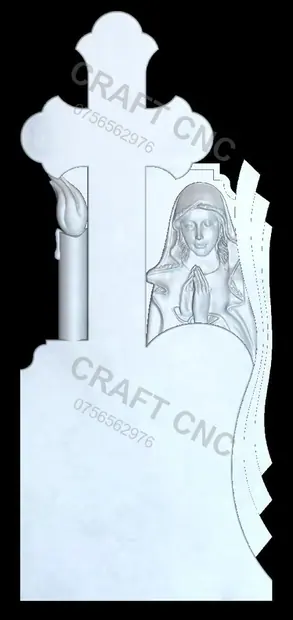 Cruce cu maica și lumânare — model CNC