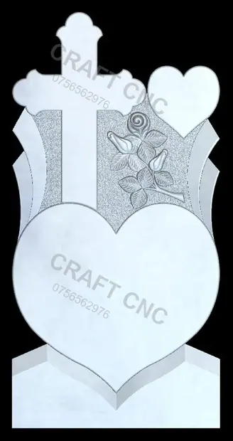 Cruce cu inimi și trandafiri — model CNC