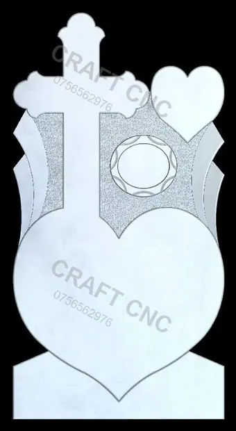 Cruce cu inimi și poză — model CNC