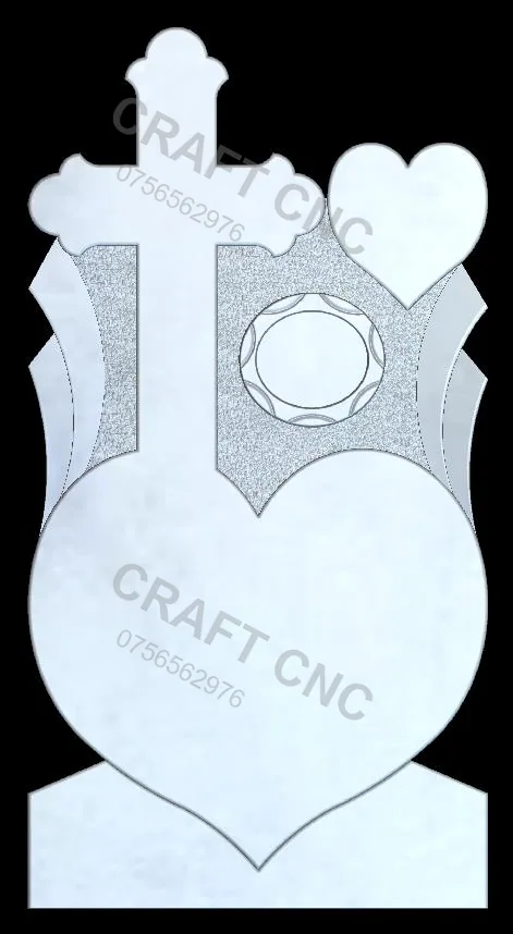 Cruce cu inimi și poză — model CNC 3D pentru marmură și granit