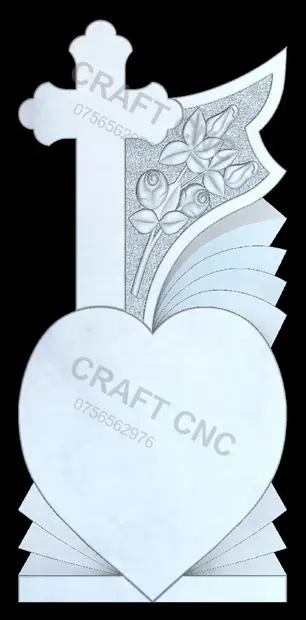 Cruce cu raze și inimă — model CNC