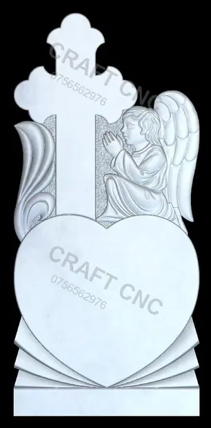 Cruce cu inimă și îngeraș cu raze — model CNC