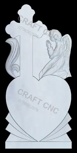 Cruce cu inimă și îngeraș sus — model CNC