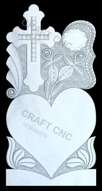Cruce cu inimă și acoladă — model CNC
