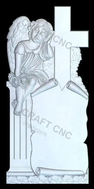 Cruce cu îngeraș și papirus — model CNC