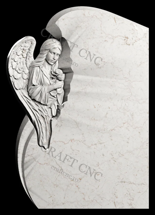 Monument dublu cu îngeri — model CNC 3D pentru marmură și granit