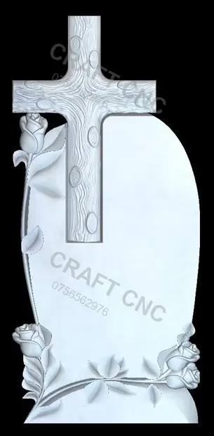 Cruce lemn cu trandafiri — model CNC pentru marmură și granit