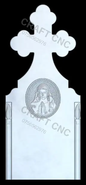 Cruce cu lumânări și medalion maica — model CNC