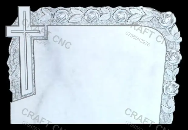Monument cruce cu trandafir — model CNC