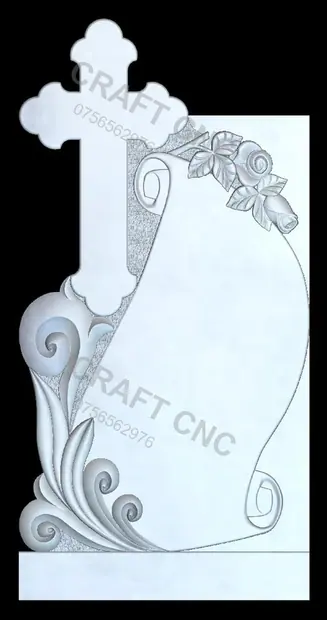 Cruce cu papirus și trandafir — model CNC