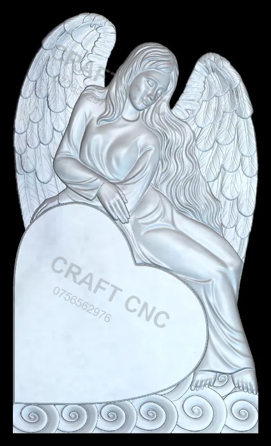 Înger și inimă — model CNC pentru marmură și granit