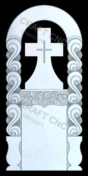 Cruce cu arcadă și trandafir — model CNC