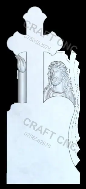 Cruce cu lumânare și Iisus — model CNC