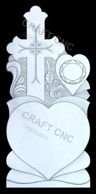 Cruce cu inimi și raze — model CNC